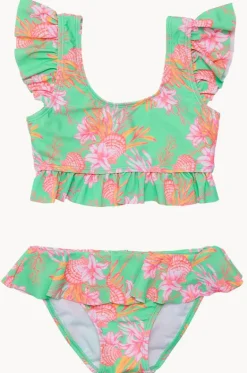 Bikini Sets|Bikini Sets^Snapper Rock Girls Coastal Shells Frill Crop Set Green