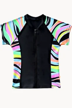 Rashies & Sunsuits^Salty Ink Girls Coastal Wave Short Sleeve Suntop Neon