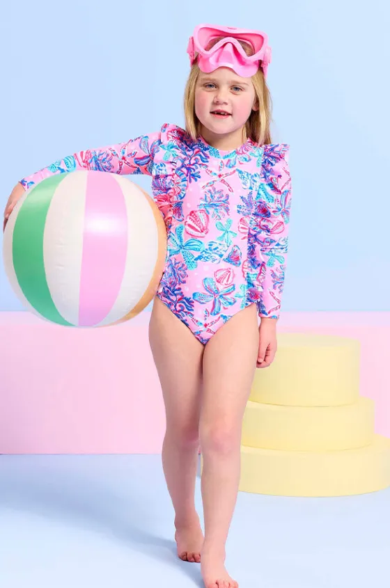 Rashies & Sunsuits^Seafolly Girls Girls Sea Frill Sunsuit Coral