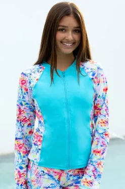 Rashies & Sunsuits^Salty Ink Girls Cosmik Crush Long Sleeve Suntop Blue/multi