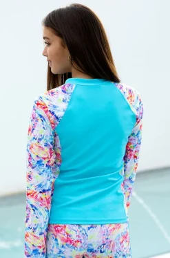 Rashies & Sunsuits^Salty Ink Girls Cosmik Crush Long Sleeve Suntop Blue/multi