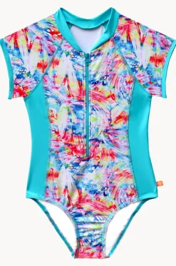Rashies & Sunsuits^Salty Ink Girls Cosmik Crush Short Sleeve Sunsuit Blue/multi