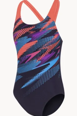 One Pieces^Speedo Girls Digi Boom Placement Splashback One Piece Navy/coral