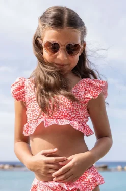 Bikini Sets^Snapper Rock Girls Ditsy Bloom Frilled Crop Set Red