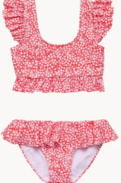 Bikini Sets^Snapper Rock Girls Ditsy Bloom Frilled Crop Set Red