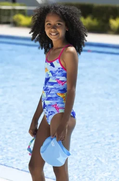 One Pieces^Zoggs Girls Dolphine Sprintback One Piece Blue/pink