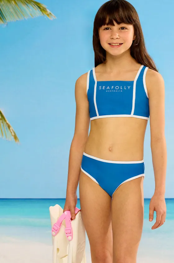 Bikini Sets^Seafolly Girls Girls Essentials Crop Set Azure