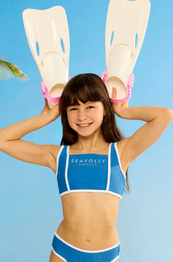 Bikini Sets^Seafolly Girls Girls Essentials Crop Set Azure