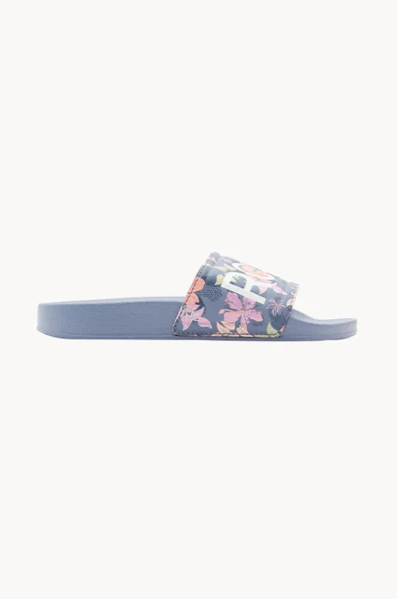 Footwear^Roxy Girls Floral Slippy II Slide Dusty Blue
