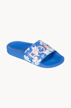 Footwear^Roxy Girls Floral Slippy II Slide Blue/white