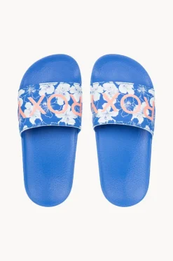 Footwear^Roxy Girls Floral Slippy II Slide Blue/white
