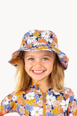 Hats^Babes In The Shade Girls Flower Power Sunhat Purple/orange