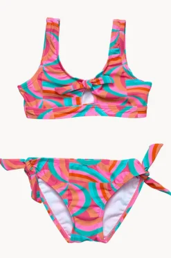 Bikini Sets^Snapper Rock Girls Geo Melon Tie Crop Set Multi