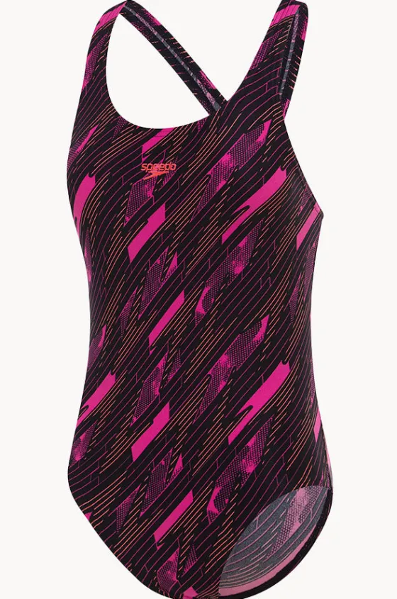 One Pieces^Speedo Girls Hyperboom Allover Medalist One Piece Black/Pink