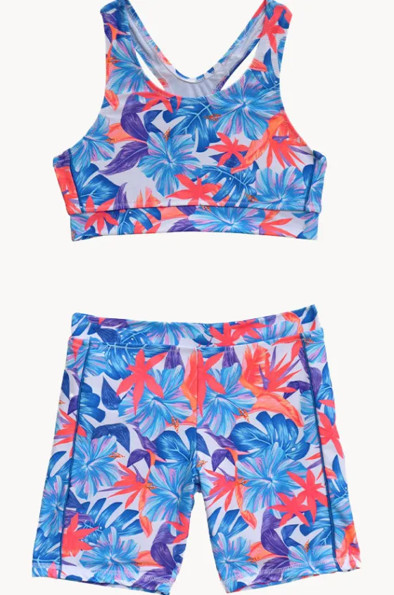 Bikini Sets^Salty Ink Girls Kokomo Crop Bike Pant Set Blue/orange