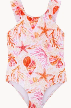 One Pieces^Seafolly Girls Girls La Mer Frill One Piece Orange/pink