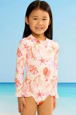 Rashies & Sunsuits^Seafolly Girls Girls La Mer Frill Sunsuit Orange/Pink