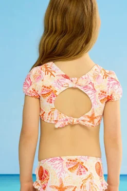 Bikini Sets^Seafolly Girls Girls La Mer Short Sleeve Crop Set Orange/Pink