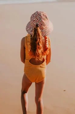 Hats^Bedhead Girls Leopard Ponytail Bucket Sunhat Coral Pink