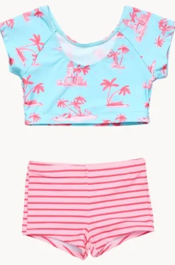 Rashies & Sunsuits^Snapper Rock Girls Lighthouse Island Crop Suntop Set Blue/Pink