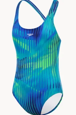 One Pieces^Speedo Girls Linear Lava Splashback One Piece Blue/green