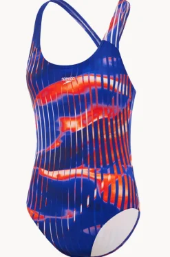 One Pieces^Speedo Girls Linear Lava Splashback One Piece Blue/red