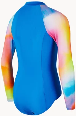 Rashies & Sunsuits^Speedo Girls Long Sleeve Sunsuit Blue/Multi