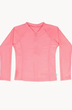 Rashies & Sunsuits^Salty Ink Girls Long Sleeve Zip Suntop Peach