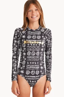 Rashies & Sunsuits^Billabong Girls Lost On You Long Sleeve Sunsuit BLACK