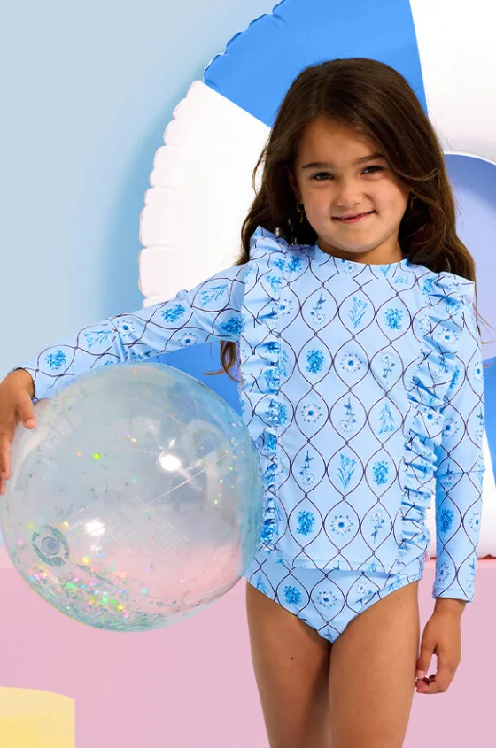 Rashies & Sunsuits^Seafolly Girls Girls Marbella Suntop Set Blue