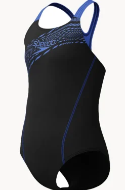 One Pieces^Speedo Girls Medley Logo Medalist One Piece Black/cobalt