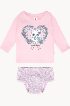 Rashies & Sunsuits|Rashies & Sunsuits^Huxbaby Girls Meow Meow Suntop Set Blossom