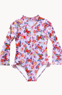 Rashies & Sunsuits^Salty Ink Girls Miss Aloha Long Sleeve Sunsuit Blue/Natural