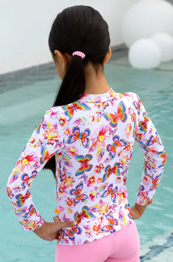 Rashies & Sunsuits^Salty Ink Girls Miss Aloha Long Sleeve Suntop Blue/Natural