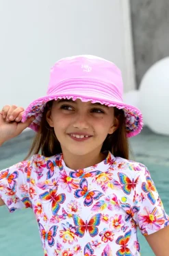 Hats^Salty Ink Girls Miss Aloha Reversible Sunhat Blue/natural