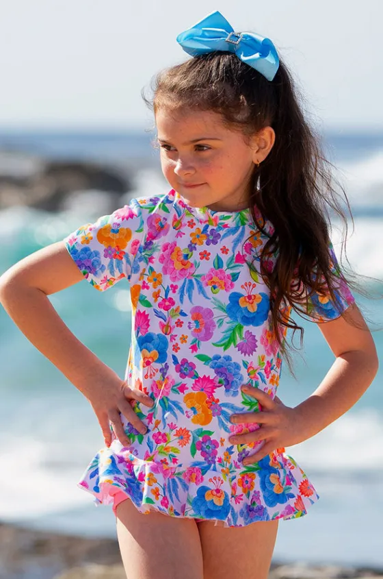 Rashies & Sunsuits^Salty Ink Girls Miss Leilani Short Sleeve Suntop Set Blue/Natural