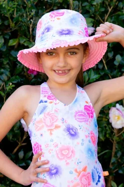 Hats^Salty Ink Girls Miss Reversible Sunhat Peony