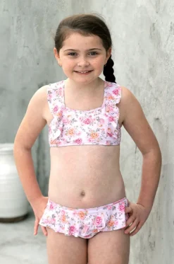 Bikini Sets^Salty Ink Girls Miss Rosie Frill Crop Set Pink