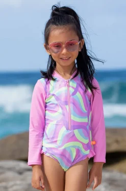 Rashies & Sunsuits|Rashies & Sunsuits^Salty Ink Girls Miss Sea Princess Long Sleeve Sunsuit Multi