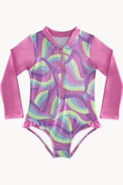 Rashies & Sunsuits|Rashies & Sunsuits^Salty Ink Girls Miss Sea Princess Long Sleeve Sunsuit Multi