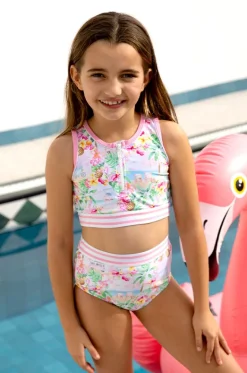 Bikini Sets^Salty Ink Girls Miss Vacay Crop Set Pink/multi