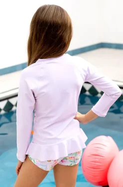 Rashies & Sunsuits^Salty Ink Girls Miss Vacay Long Sleeve Suntop Set Pink/multi