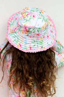 Hats^Salty Ink Girls Miss Vacay Reversible Sunhat Pink/multi