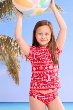 Rashies & Sunsuits^Seafolly Girls Girls Mykonos Suntop Set Red/Pink