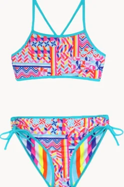 Bikini Sets^Salty Ink Girls Neo Geo Reversible Crop Set Multi geo
