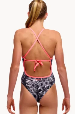 One Pieces^Funkita Girls Nights Rose Tie Me Tight One Piece Black/white