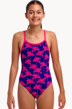 One Pieces^Funkita Girls Pinky Palms Single Strap One Piece Purple/pink