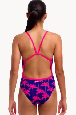 One Pieces^Funkita Girls Pinky Palms Single Strap One Piece Purple/pink