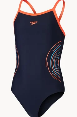 One Pieces^Speedo Girls Plastisol Placement Thinstrap Muscleback One Piece Navy/red