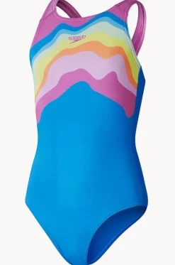 One Pieces^Speedo Girls Printed Pulseback One Piece Blue/multi